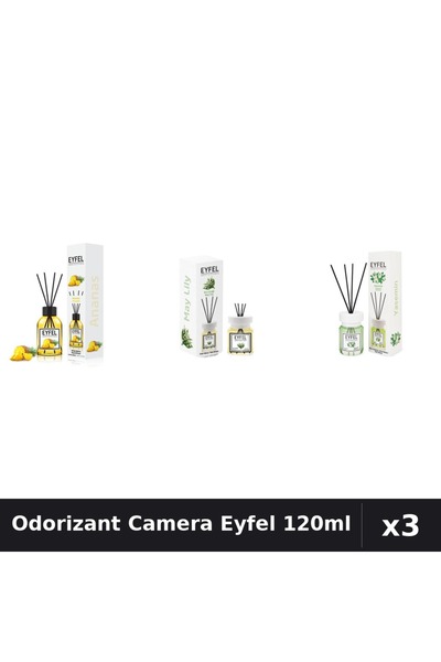 Eyfel Set 3 Odorizant Camera cu Betisoare 120ml - Ananas, Lacramioare, Iasomie