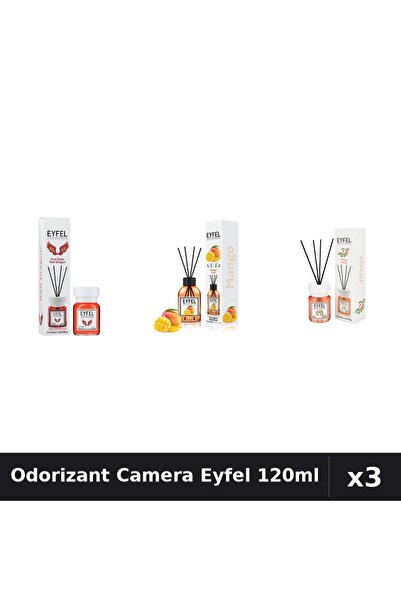 Eyfel Set 3 Odorizant Camera cu Betisoare - Red Dragon, Mango, Acacia 120ml