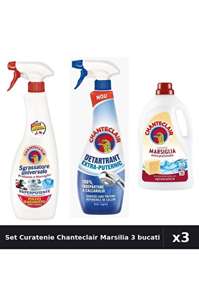 Chanteclair Set 3 Curatenie - Degresant 600ml, Detartrant 625ml, Detergent 15...