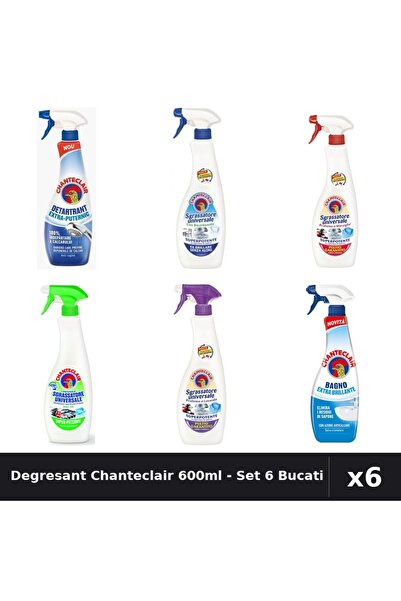 Chanteclair Set 6 Degresant Universal 600ml + Detartrant - 6 Arome, Curatenie...