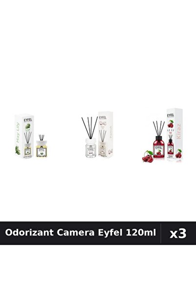 Eyfel Set 3 Odorizante Camera cu Betisoare - Lacramioare, Bumbac, Cirese, 120ml