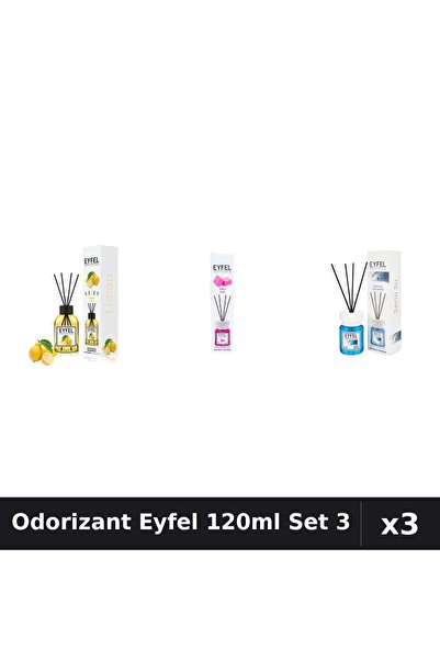 Eyfel Set 3 Odorizante Camera cu Betisoare - Lămâie, Bubble Gum, Cool Water 1...
