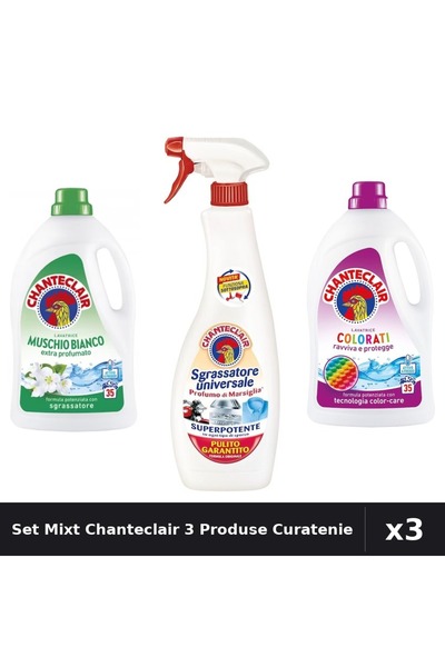 Chanteclair Set 3 Detergent Lichid Rufe 1575ml 35 Spalari - Color, Mosc Alb +...