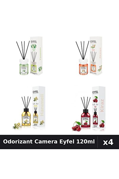 Eyfel Set 4 Odorizant Camera cu Betisoare - Iasomie, Acacia, Cirese, Mana Mai...