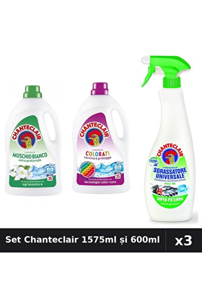 Chanteclair Set 3 Detergent și Degresant 1575ml 35 Spalari - Color, Mosc Alb,...