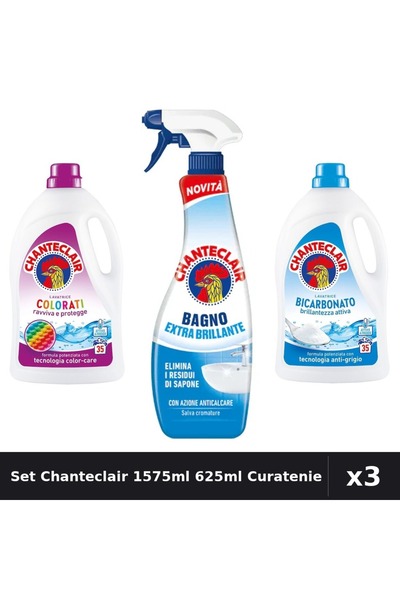 Chanteclair Set 3 Detergent și Degresant 1575ml 625ml - Color, Bicarbonat, Ex...