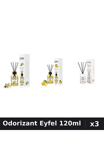 Eyfel Set 3 Odorizante Camera cu Betisoare 120ml - Bumbac, Lamaie, Mana Maici...