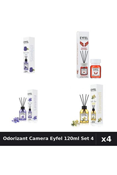 Eyfel Top Bottom Set of 4 Room Air Fresheners with Reeds 120ml - Lavender, Hy...
