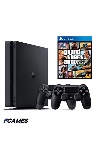 Sony Consola Playstation 4 Slim Ps4 1TB + Două controlere + GTA 5 PlayStation...