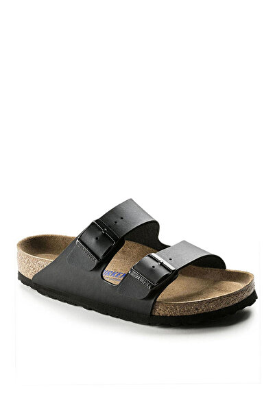 Birkenstock نعال جلدية للرجال باللون الأسود 551253