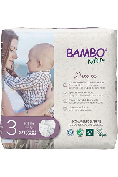 Bambo Nature حفاضات أطفال (مقاسات من 0 إلى 6 متوفرة)، مقاس 3، 29 قطعة