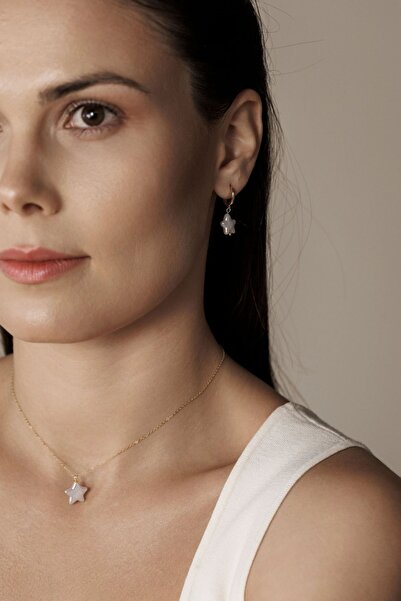 Lisa&Co. Star Drop Silver Chain Yellow gold plated silver / Freshwater pearls...