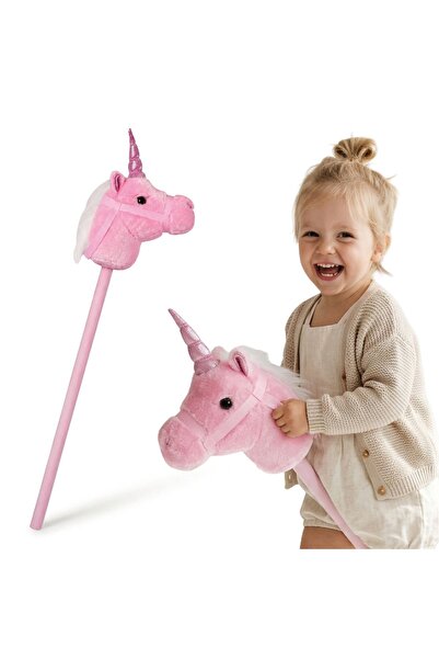 mamabrum Cal Unicorn Hobby Horse roz 80 cm pentru copii