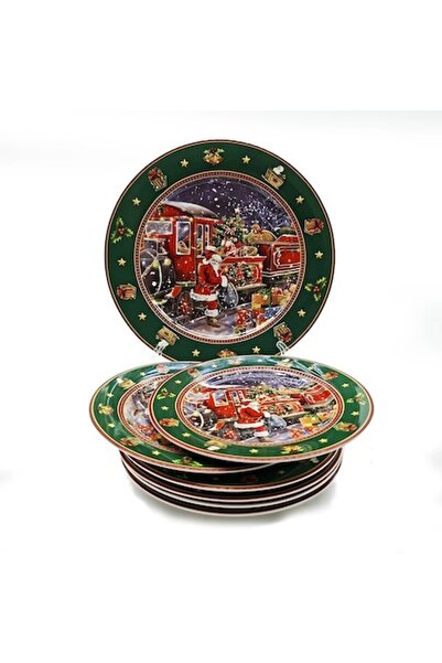 OEM Porcelain Dinner Set, 7 Pieces with Christmas Motif, Santa Claus with Tra...