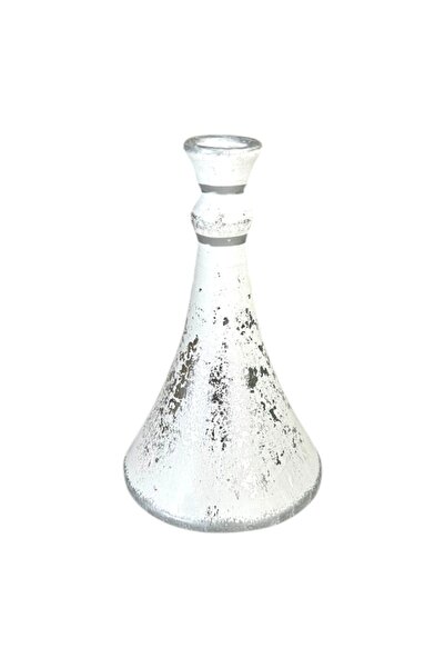 Ceramica Martinescu White ceramic candlestick, for candle, handmade, silver p...