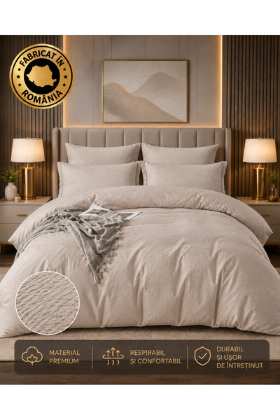 RALEX PUCIOASA Gofre Non-Wicking Bedding Set 6 Pieces, Standard Sheet 230 x 2...
