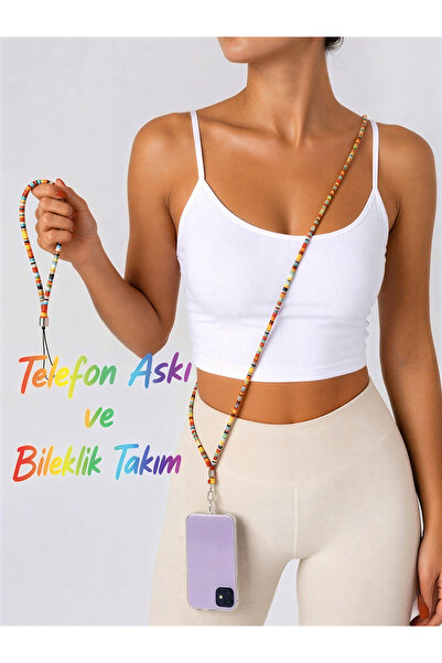 Rang store Telefon Askısı-Yaka Kartı Askısı-Kumaş Desenli Boy Ayarlamalı- Ask...