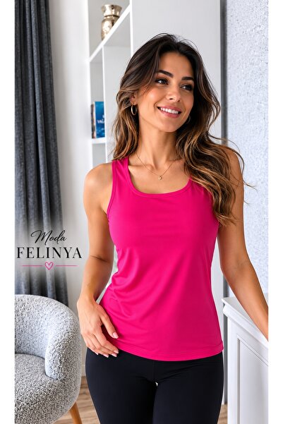 moda felinya KADIN ASKILI KARE YAKA FUŞYA RENK BODY ATLET