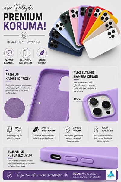 3GEN CASE iPhone 17 Pro Max Kalp Logolu Lansman Kılıf İçi Kadife Kaplamalı Kamera Yükseltili Silikon Kapak