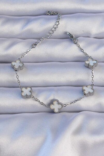 Clariss 316L Steel Silver Color Pearlescent Baby Boy Clover Model Bracelet