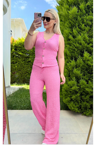 ENOUR ACCESSORİES Kadın Düz Yelekli Takım