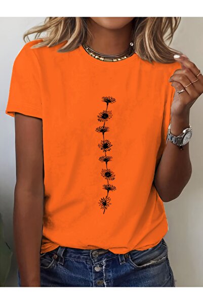 Deocept Women's Mix Printed Crew Neck Regular Fit T-Shirt