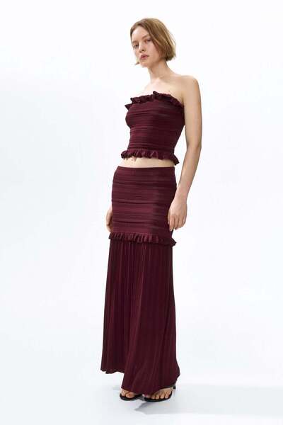 H&M Pleated pointelle-knit skirt