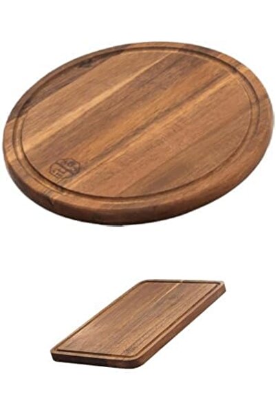 Generic Small Round Wooden Cutting Board + Small Rectangular Bamboo Double-Si...