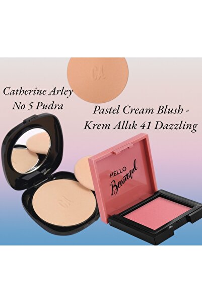 Pastel Cream Blush - Krem Allık 41 Dazzling + Catherine Arley No 5 Pudra Comp...