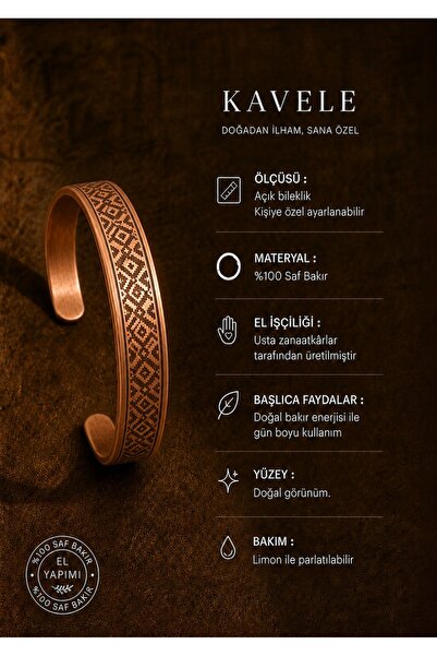 KAVELE Pure Raw Motif Copper Bracelet-In Gift Box