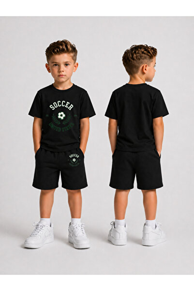 LORVEX Children's T-Shirt and Shorts Set Printed Summer Cotton Comfortable Fi...