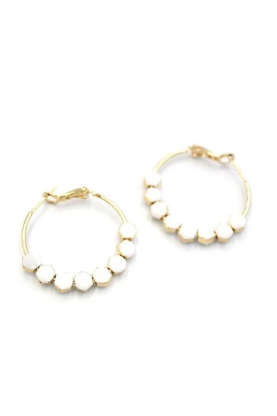 Marsilyan Nvdn- Ieg - Enamel Hoop Earrings - White Iegrs-Nvdn1