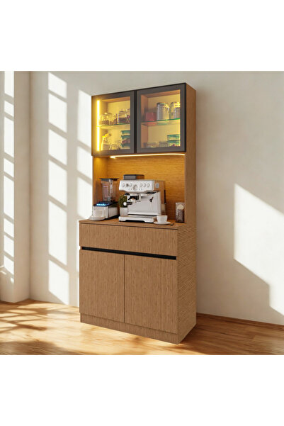 SARIOĞLU MOBİLYA NORDIC WOOD LED’li Kahve Köşesi Ünitesi MINI | Kompakt Füme ...