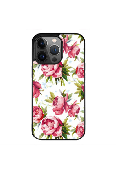 Other Apple iPhone 12 Pro Max Pink Roses Black Glossy Θήκη