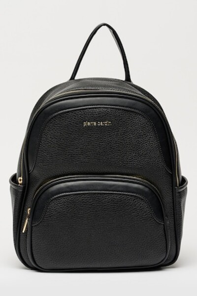 Pierre Cardin , Rucsac de piele ecologica cu fermoar, Negru