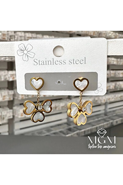 Marsilyan Nvdn- Ieg - Steel Pearlescent Heart Clover Earrings Iegrs-Nvdn1