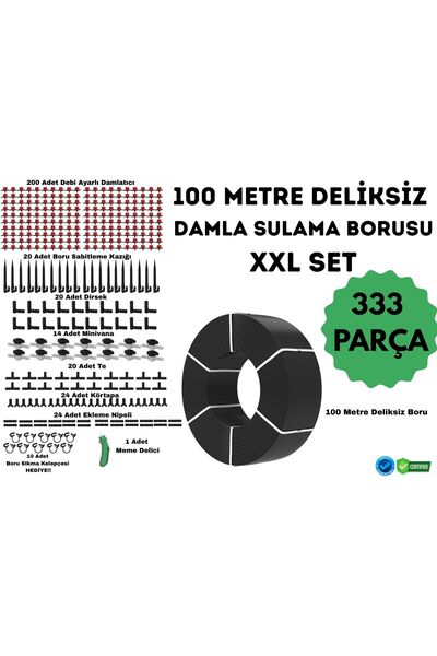 LoveMyGarden 100 METRE DELİKSİZ DAMLA SULAMA BORUSU VE XXL SULAMA SETİ - Ø16 MM