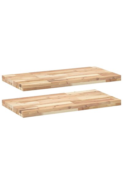 vidaxl Rafturi suspendate 2 buc. 80x40x4 cm lemn masiv acacia netratat