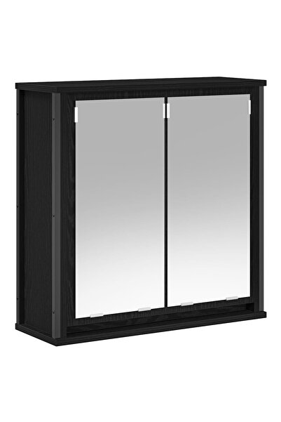 vidaxl Bathroom cabinet with mirror, black oak, 60x21x60 cm
