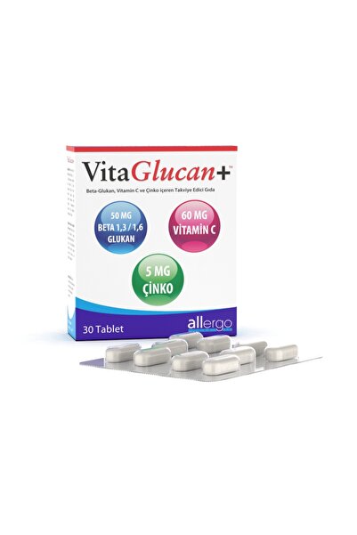Allergo Vitaglucan 30 Tablets |   Beta Glucan, Vitamin C, and Zinc