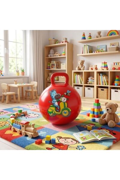Yıldızan Terra Organik Nk Sports Bouncy Pilates Ball, 55 Cm, with Handle, Red...