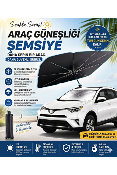 Vera Bambu Katlanabilir Oto Araç Güneşlik Şemsiyesi - Pratik Kurulum, Tam UV ...