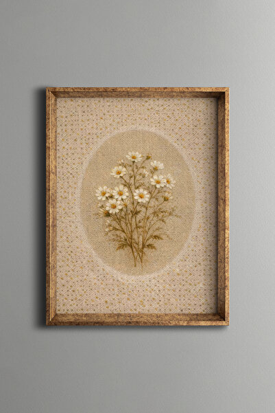 epiqart Nostalgic Daisy Bouquet - Vintage Patterned Frame - Thin Model