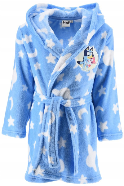 bluey Bathrobe for girls, with coral fleece hood