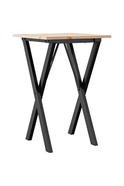 vidaxl Masă de bucătărie, cadru X, 50x50x75 cm lemn masiv pin și Oţel