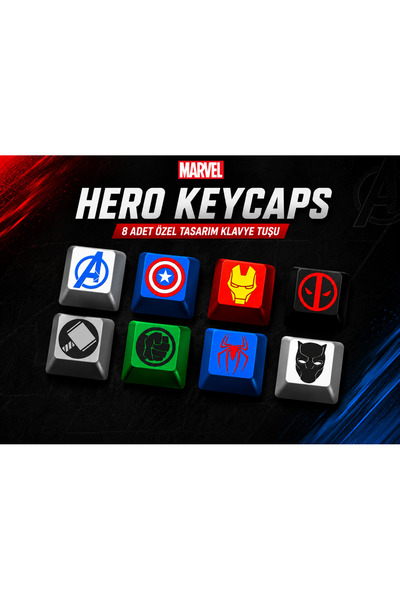 Printona Marvel Hero Keycaps: 8'li Özel Tasarım Süper Kahraman Klavye Tuş Takımı