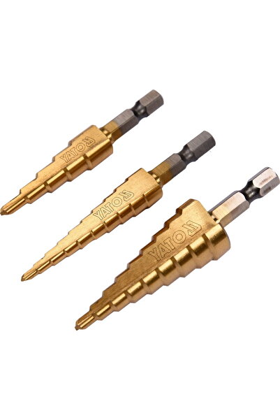 yato Set 3 burghie in trepte YT-44731, pentru metal, 3-20 mm