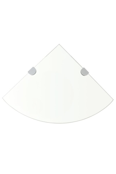 vidaxl Rafturi de colț cu suporturi crom 2 buc. transparent 25x25 cm sticlă