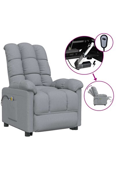 vidaxl Fotoliu de masaj electric rabatabil, gri deschis, textil