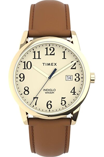 Timex Women's Easy Reader Date Window Leather Strap Watch 38mm, Analog, Blue ...
